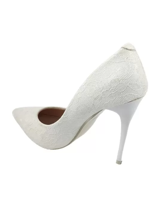 Timbos Zapatos - 118283 Salón Tacón Novia para Mujer, Color Blanco, Material Grabado, Cierre sin Cordones, Colección Novias