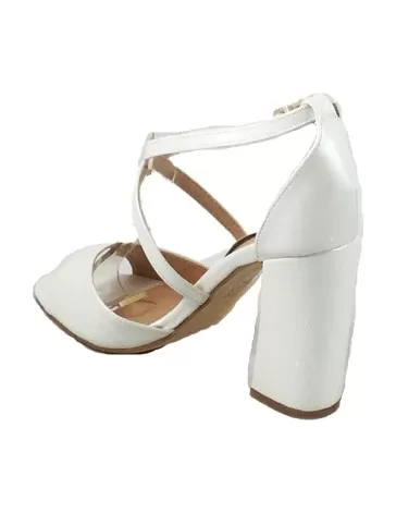 Timbos Zapatos - 120375 Tacón Novia para Mujer, Color Blanco Perla, Material Polipiel, Cierre Hebilla, Colección Novias