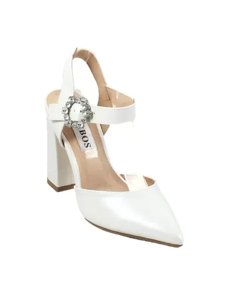 Timbos Zapatos - 120377 Tacón Novia para Mujer, Color Blanco, Material Polipiel, Cierre Hebilla, Colección Novias