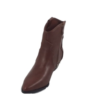 Timbos Zapatos - 121427 Botín Vaquero para Mujer, Color Cuero, Material Polipiel, Cierre Cremallera, Colección Invierno