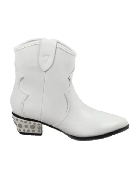 Timbos Zapatos - 121426 Botín Vaquero para Mujer, Color Blanco, Material Polipiel, Cierre Cremallera, Colección Invierno