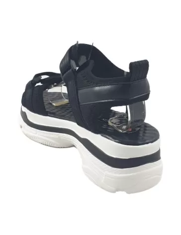 Timbos Zapatos - 123296 Sandalia Bio Plataforma, para Mujer, Color Negro, Material Polipiel, Cierre Velcro, Colección Verano