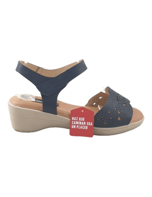 Timbos Zapatos - 123409 Sandalia Cuña Media para Mujer, Color Marino, Material Polipiel, Cierre Velcro, Colección Verano