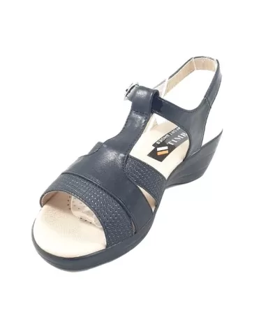 Timbos Zapatos - 123649 Sandalia Cuña Media para Mujer, Color Negro, Material Polipiel, Cierre Hebilla, Colección Verano