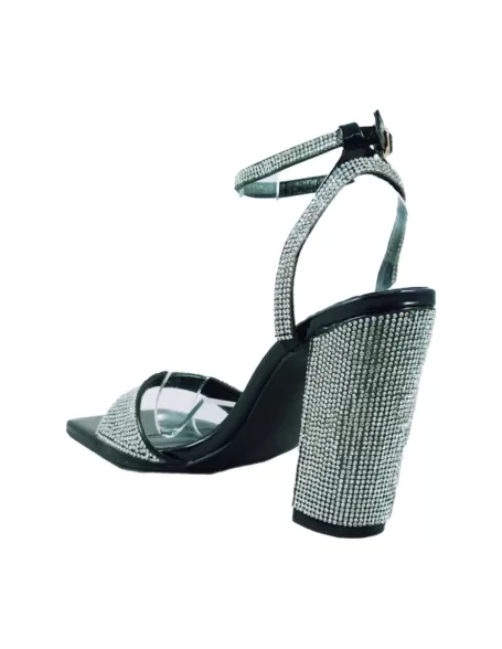 Sandalia de fiesta con tacón ancho en color negro - Timbos Zapatos