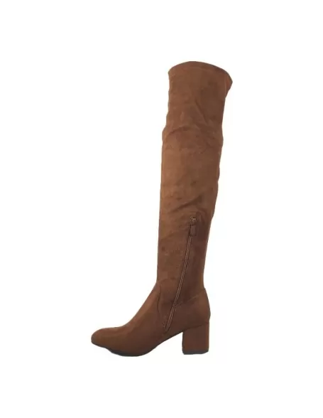 Bota alta tacón para mujer color camel - Timbos zapatos