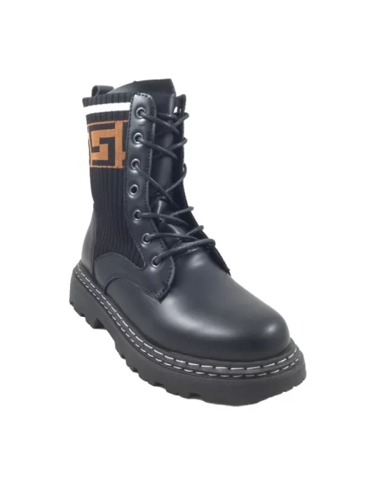 botín tipo militar para mujer color negro - Timbos zapatos