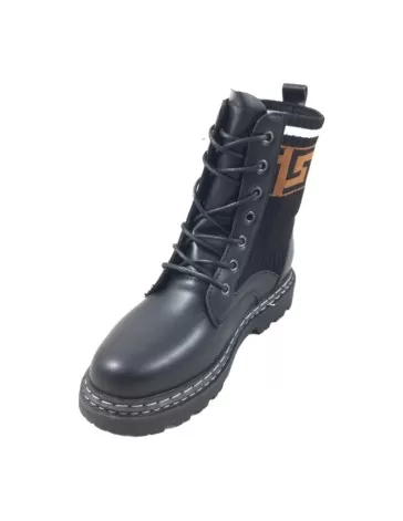 botín tipo militar para mujer color negro - Timbos zapatos