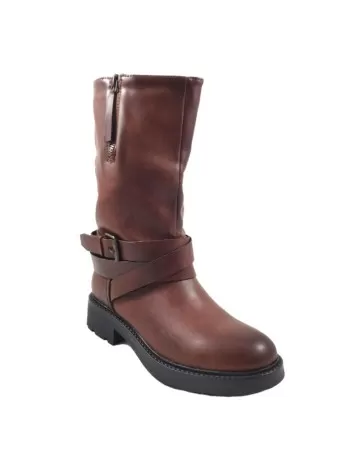 bota tipo motorista para mujer color cuero - Timbos Zapatos