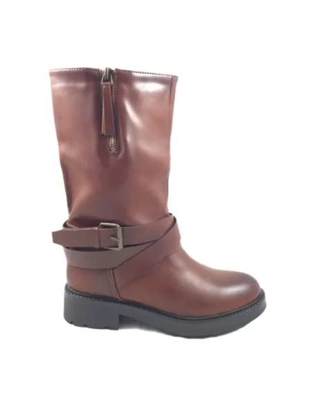 bota tipo motorista para mujer color cuero - Timbos Zapatos