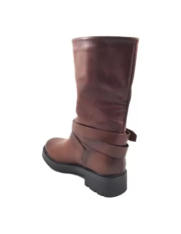 bota tipo motorista para mujer color cuero - Timbos Zapatos