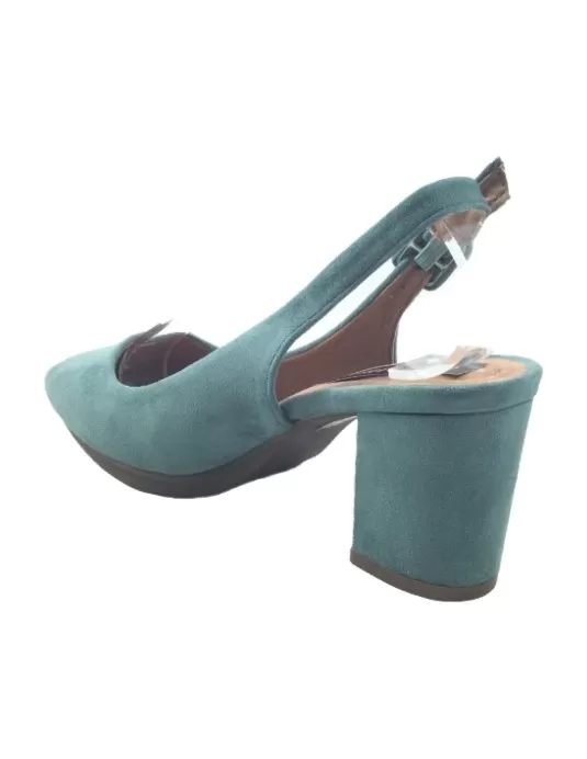 Sandalia de tacón para vestir de mujer, verde agua - Timbos Zapatos