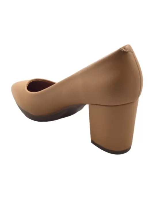 salón tacón ancho color camel - Timbos Zapatos