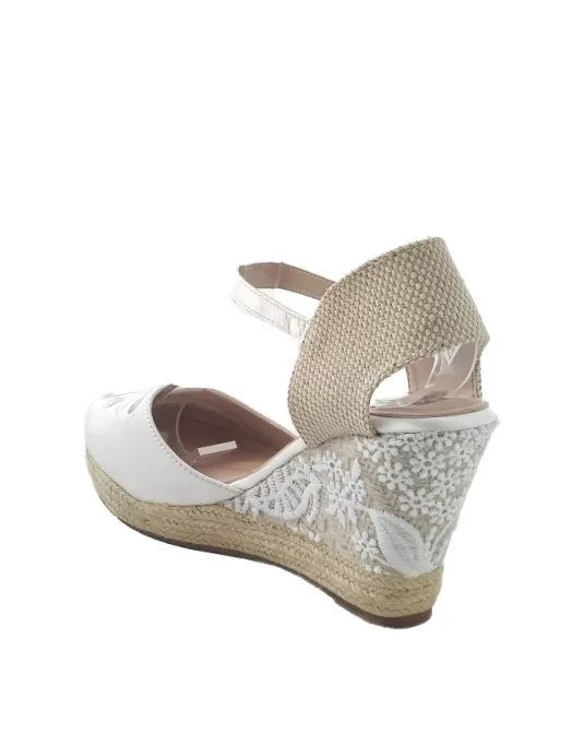 Zapato novia esparto color blanco material textil combinado raso