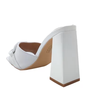 Zueco tacón en color blanco para mujer, colección primavera-verano