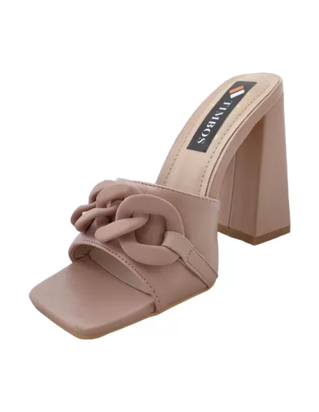 Zueco tacón en color nude para mujer - Timbos zapatos