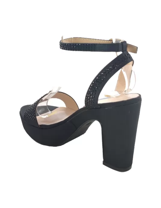 Sandalia de tacon para fiesta en color negro - Timbos zapatos