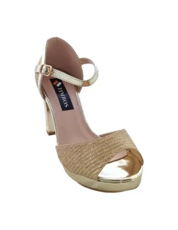 Sandalia tacon fiesta mujer color oro - Timbos zapatos