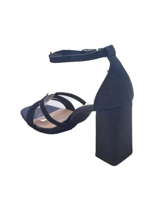 Sandalia de tacon en color negro - Timbos Zapatos