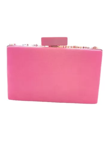 Clutch pedreria de fiesta para mujer color rosa - Timbos zapatos