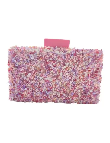 Clutch pedreria de fiesta para mujer color rosa - Timbos zapatos