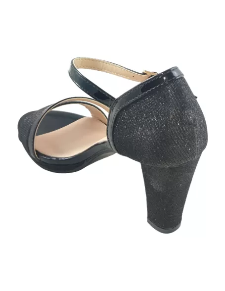 Sandalia de tacon fiesta en color negro - Timbos zapatos