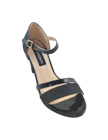 Sandalia de tacon fiesta en color negro - Timbos zapatos