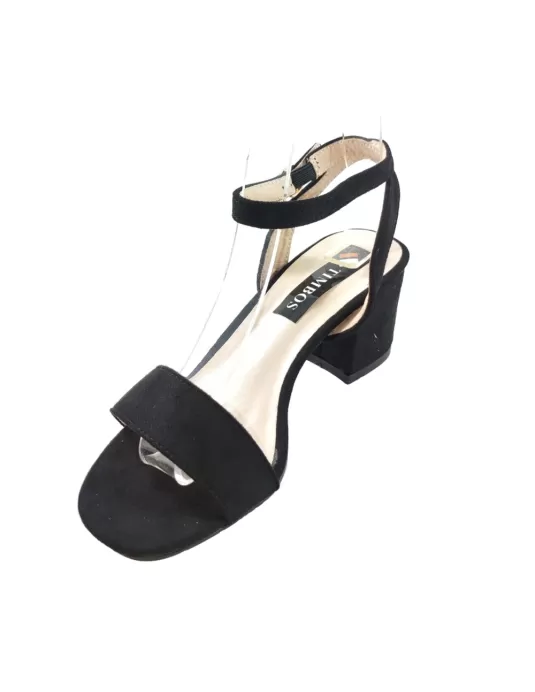 Sandalia de tacon en color negro-Timbos zapatos