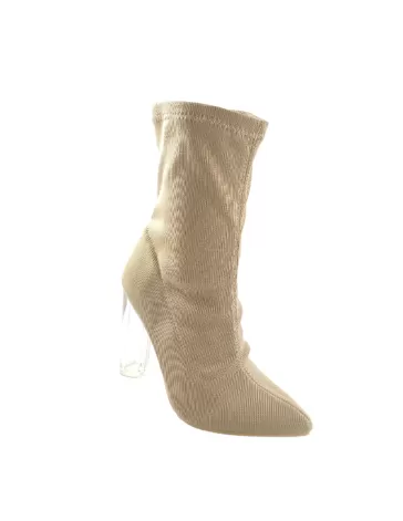 botín para mujer color beige y material elastico Timbos Zapatos Malaga