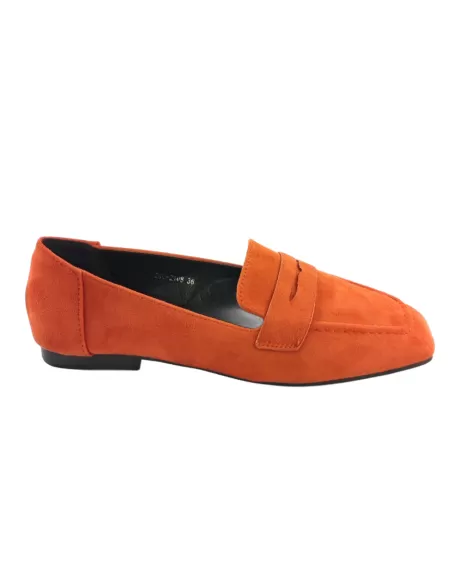 Timbos Zapatos Malaga, mocasin comodo de mujer en color naranja bamara