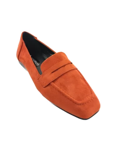 Timbos Zapatos Malaga, mocasin comodo de mujer en color naranja bamara