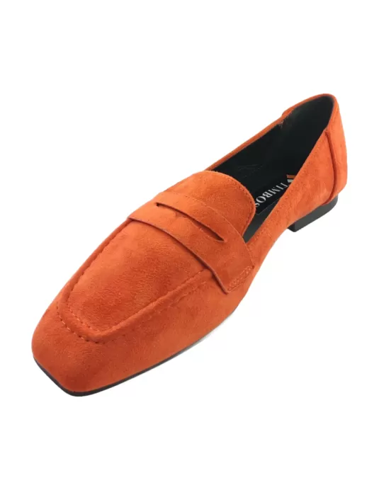 Timbos Zapatos Malaga, mocasin comodo de mujer en color naranja bamara