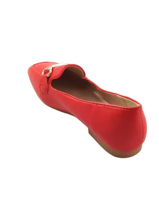 Timbos Zapatos Malaga, mocasin comodo de mujer en color rojo polipiel