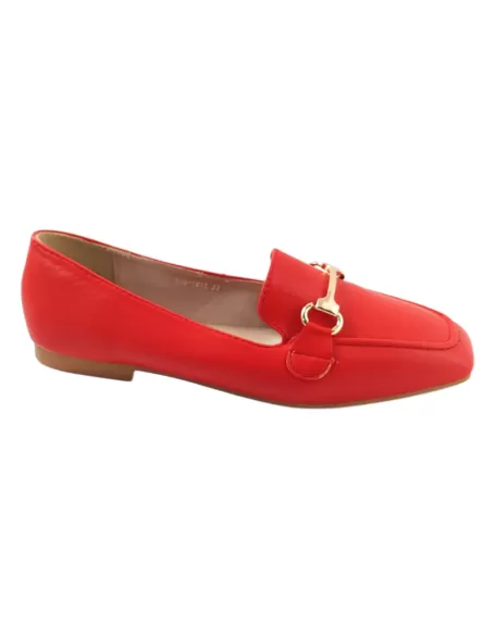Timbos Zapatos Malaga, mocasin comodo de mujer en color rojo polipiel