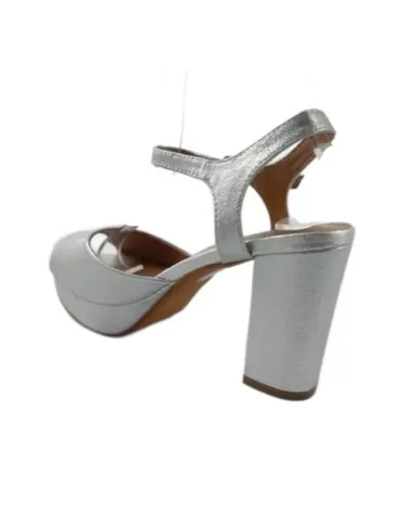 Sandalia de tacon para fiesta en color plata - Timbos zapatos
