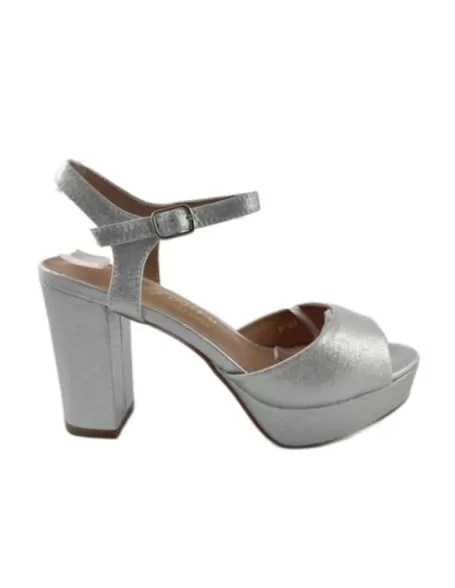 Sandalia de tacon para fiesta en color plata - Timbos zapatos