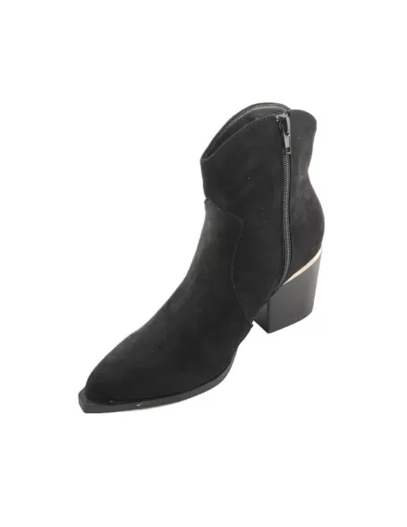 Botín tejano con tacón de mujer color negro - Timbos zapatos