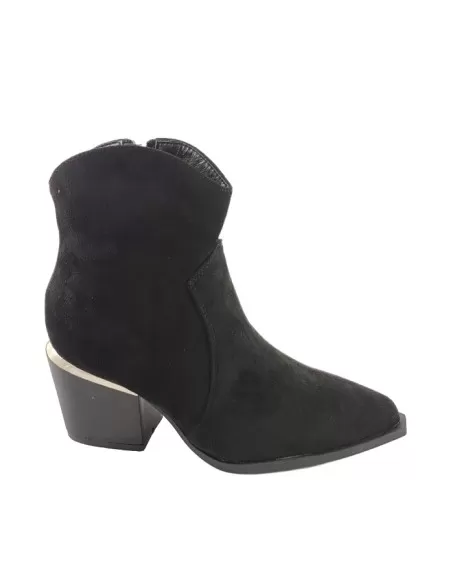 Botín tejano con tacón de mujer color negro - Timbos zapatos