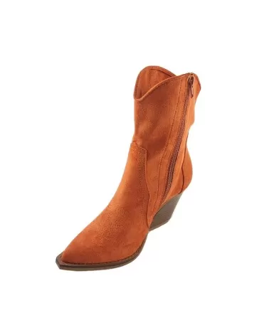 botín tejano mujer color naranja y material bamara Timbos Zapatos Malaga