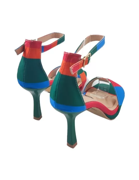 Sandalia de tacon fiesta en color azul - Timbos zapatos