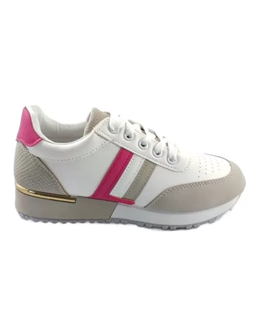 Deportiva para mujer en color gris/fucsia-- Timbos Zapatos