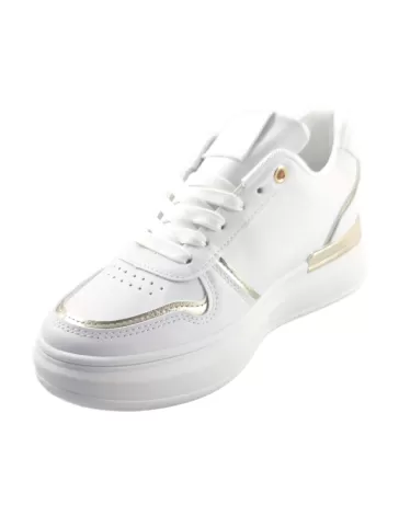 Deportiva para mujer en color blanco/oro-- Timbos Zapatos