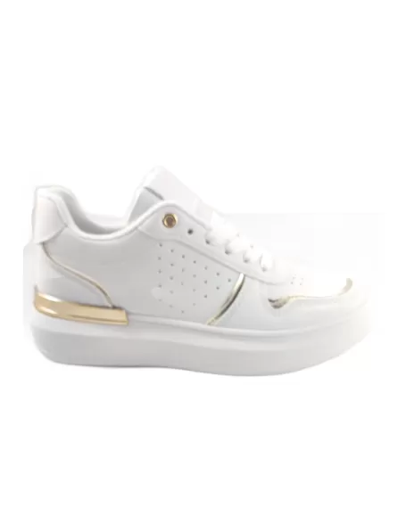 Deportiva para mujer en color blanco/oro-- Timbos Zapatos