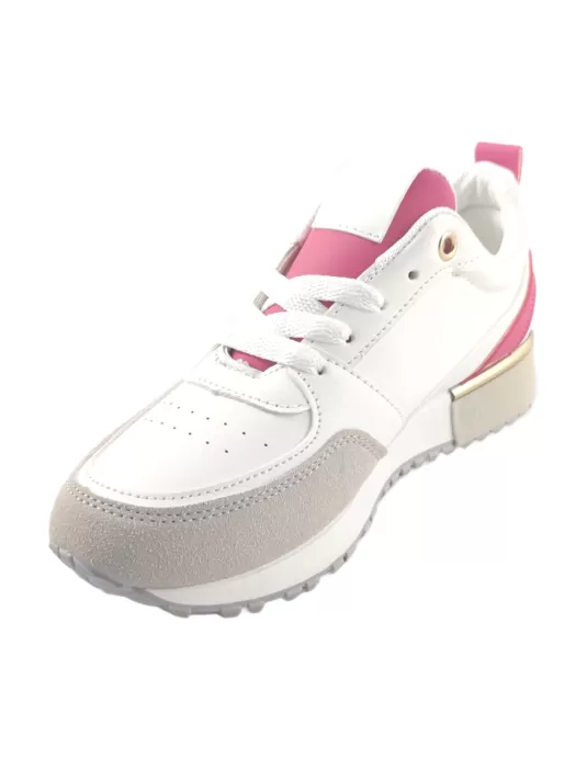 Deportiva para mujer en color blanco/fucsia-- Timbos Zapatos
