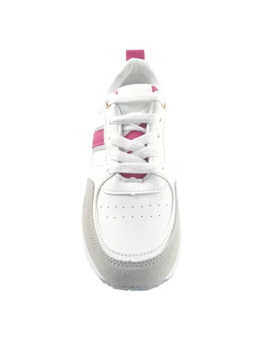 Deportiva para mujer en color blanco/fucsia-- Timbos Zapatos