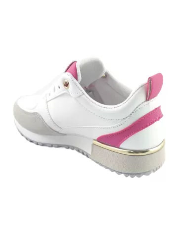 Deportiva para mujer en color blanco/fucsia-- Timbos Zapatos