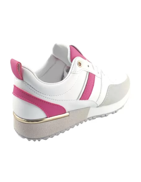 Deportiva para mujer en color blanco/fucsia-- Timbos Zapatos