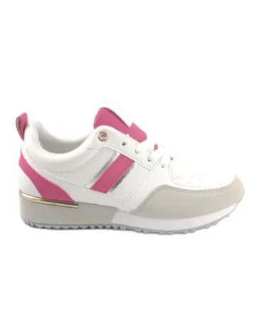 Deportiva para mujer en color blanco/fucsia-- Timbos Zapatos