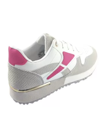 Deportiva para mujer en color blanco/fucsia-- Timbos Zapatos