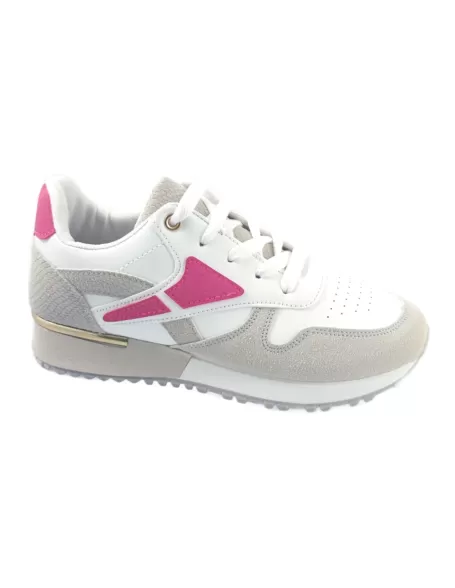 Deportiva para mujer en color blanco/fucsia-- Timbos Zapatos